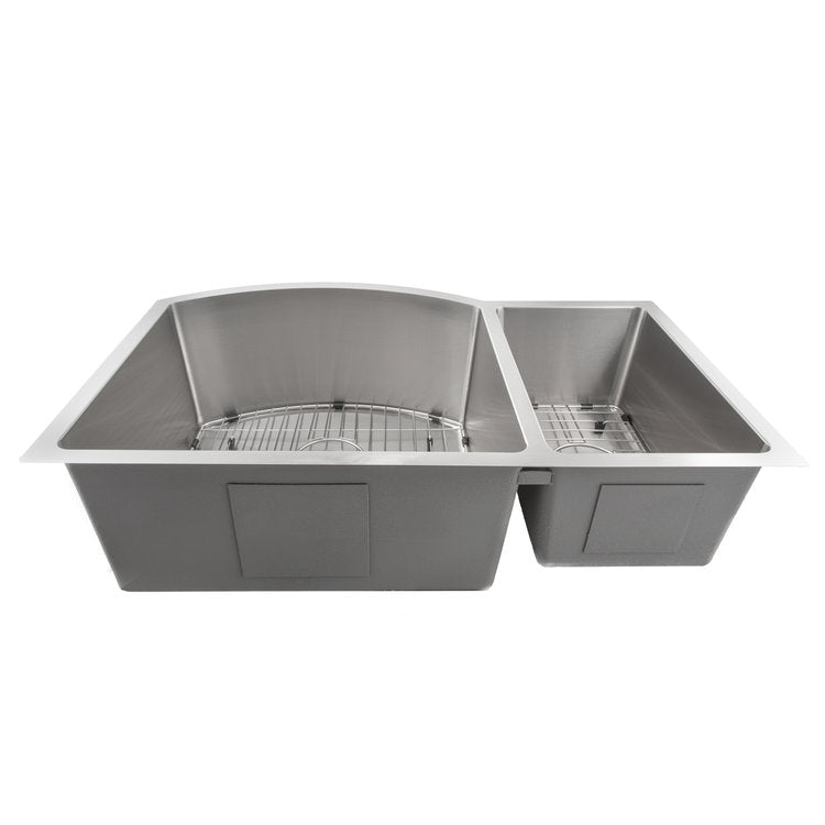 ZLINE Cortina 33 in. Undermount Double Bowl Stainless Steel Kitchen Sink with Bottom Grid (SC70D-33) front.