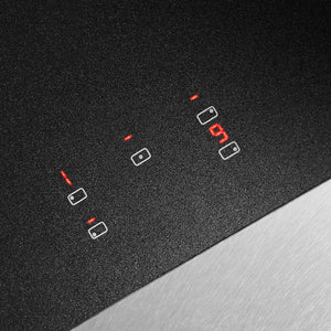 ZLINE 36 in. Paramount Induction Rangetop with 5 Element Cooktop in Satin Stainless Steel (SINRTS-36) close-up of LED control panel with red and white buttons.