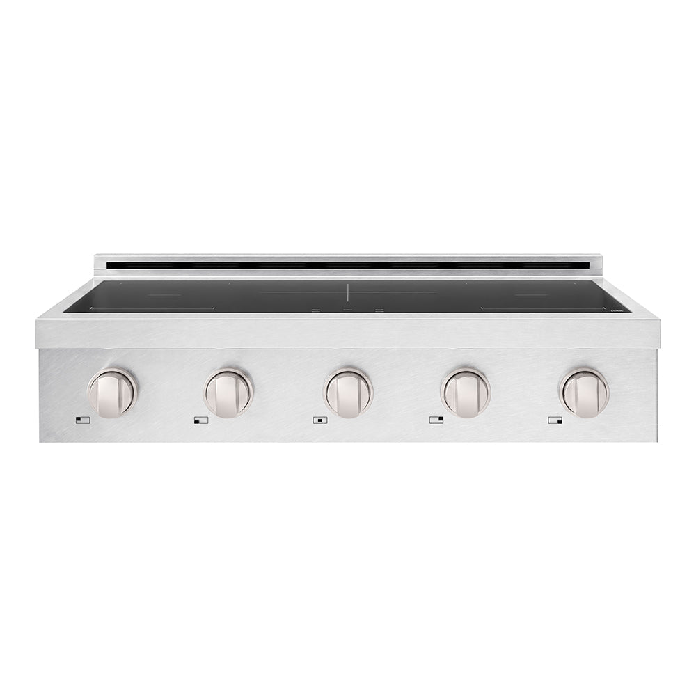 ZLINE 36 in. Paramount Induction Rangetop with 5 Element Cooktop in Satin Stainless Steel (SINRTS-36) front.