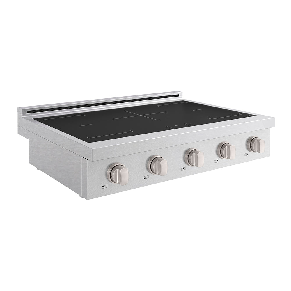 ZLINE 36 in. Paramount Induction Rangetop with 5 Element Cooktop in Satin Stainless Steel (SINRTS-36) side.