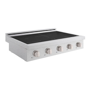 ZLINE 36 in. Paramount Induction Rangetop with 5 Element Cooktop in Satin Stainless Steel (SINRTS-36) side.