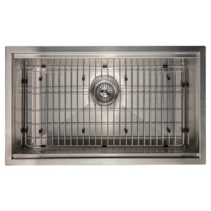 ZLINE 30 in. Garmisch Undermount Single Bowl Stainless Steel Kitchen Sink with Bottom Grid and Accessories (SLS-30)