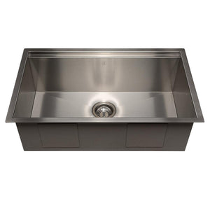 ZLINE 30 in. Garmisch Undermount Single Bowl Stainless Steel Kitchen Sink with Bottom Grid and Accessories (SLS-30)