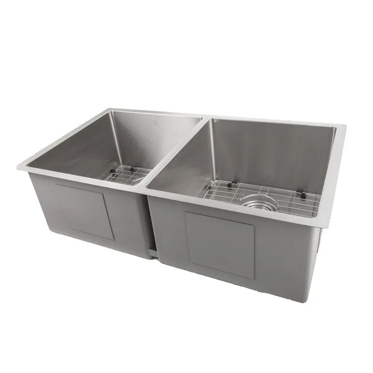 ZLINE 33 in. Anton Undermount Double Bowl Stainless Steel Kitchen Sink with Bottom Grid (SR50D-33) main image.