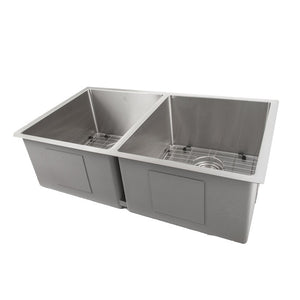 ZLINE Anton 33 in. Undermount Double Bowl Stainless Steel Kitchen Sink with Bottom Grid (SR50D-33)