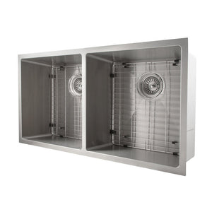 ZLINE Anton 36 in. Undermount Double Bowl Stainless Steel Kitchen Sink with Bottom Grid (SR50D-36) side.