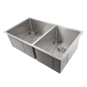 ZLINE 33 in. Chamonix Undermount Double Bowl Stainless Steel Kitchen Sink with Bottom Grid (SR60D-33) main image.