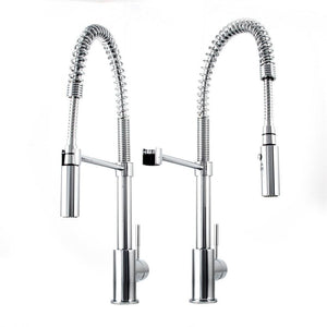 ZLINE Sierra Pull Down Spring Single Handle Kitchen Faucet in Chrome (SRA-KF-CH) demonstrating swivel technology.
