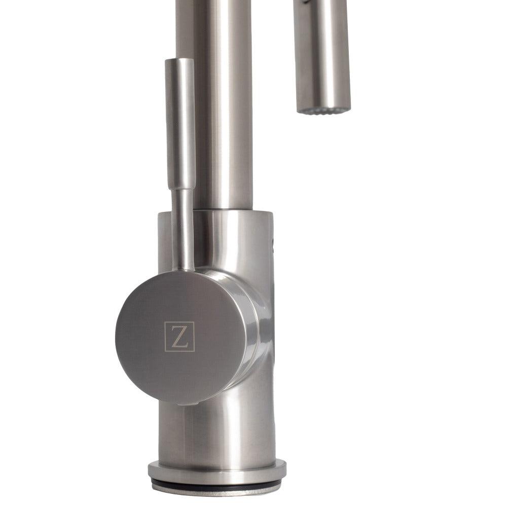 ZLINE Sierra Kitchen Faucet in Brushed Nickel (SRA-KF-BN) mount and handle.