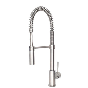 ZLINE Sierra Pull Down Spring Single Handle Kitchen Faucet in Brushed Nickel (SRA-KF-BN) front left.