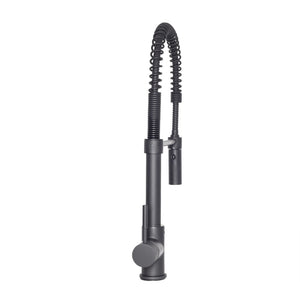 ZLINE Sierra Kitchen Faucet in Matte Black (SRA-KF-MB) behind.