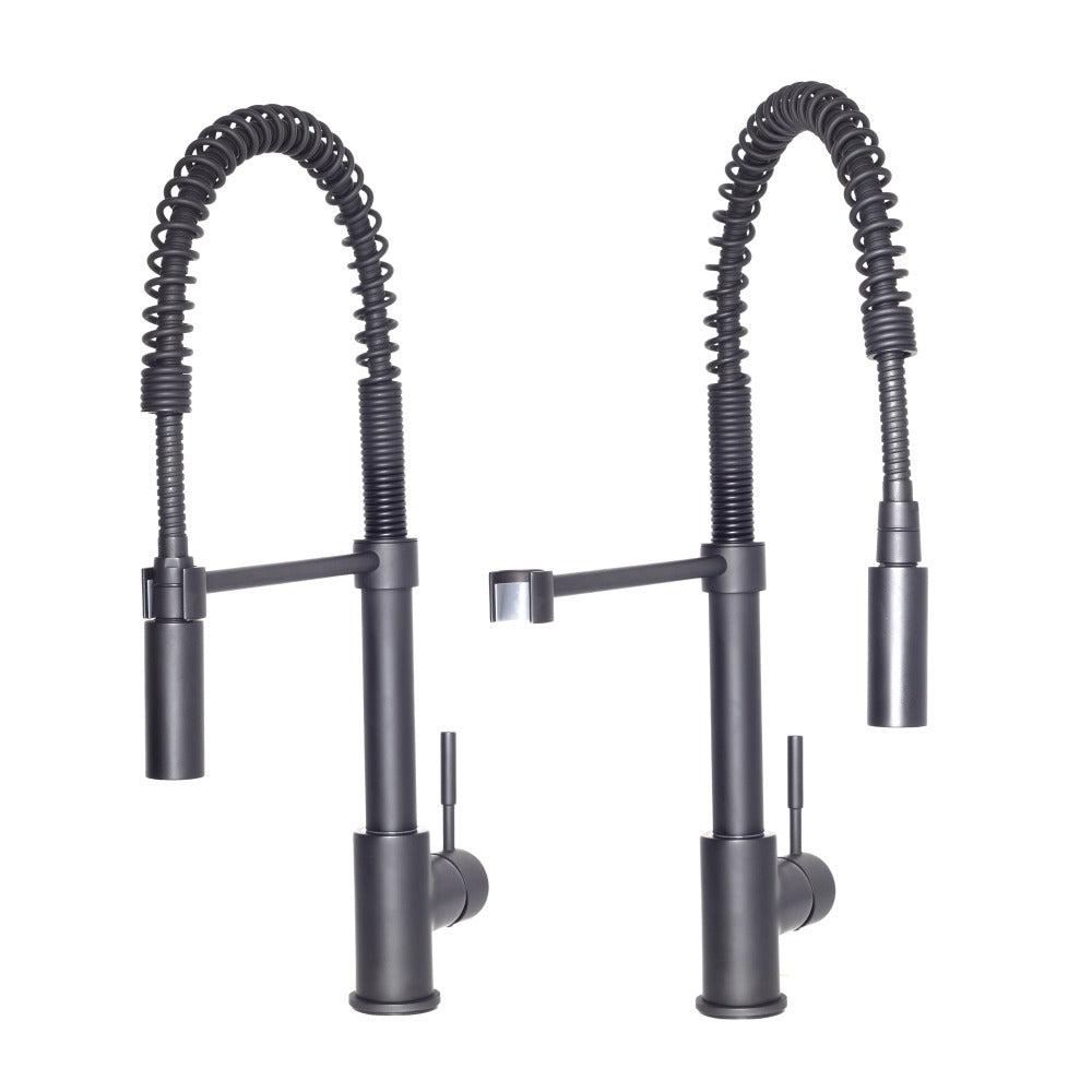 ZLINE Sierra Kitchen Faucet in Matte Black (SRA-KF-MB) demonstrating swivel technology.