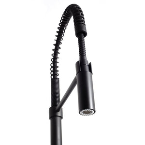 ZLINE Sierra Kitchen Faucet in Matte Black (SRA-KF-MB) pull down spray wand.