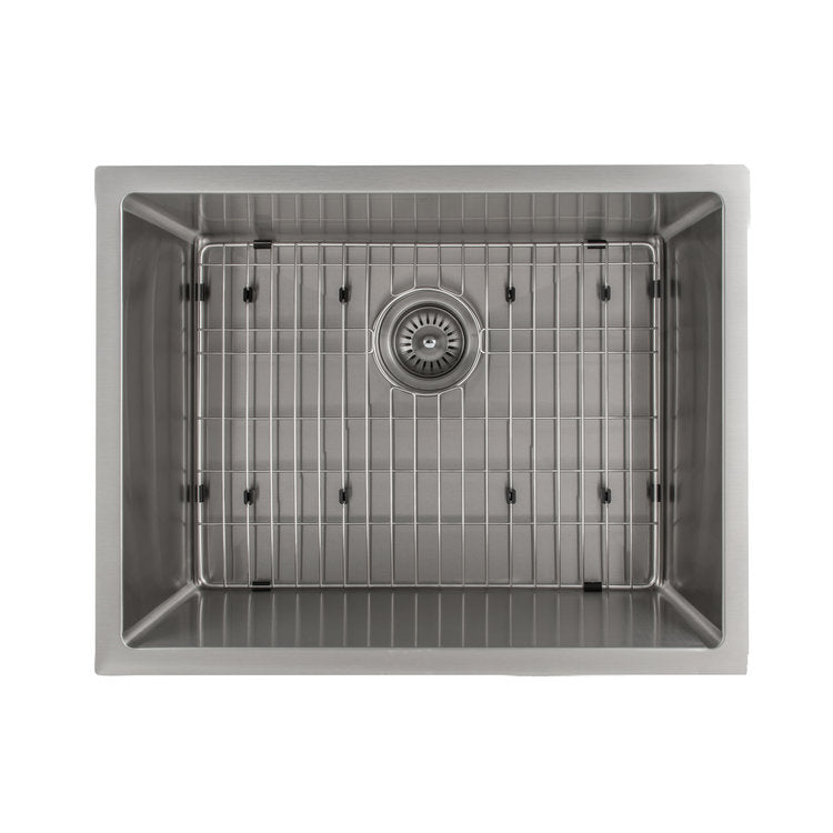 ZLINE Meribel 23 in. Undermount Single Bowl Stainless Steel Kitchen Sink with Bottom Grid (SRS-23) overhead.