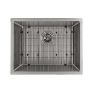 ZLINE Meribel 23 in. Undermount Single Bowl Stainless Steel Kitchen Sink with Bottom Grid (SRS-23) overhead.