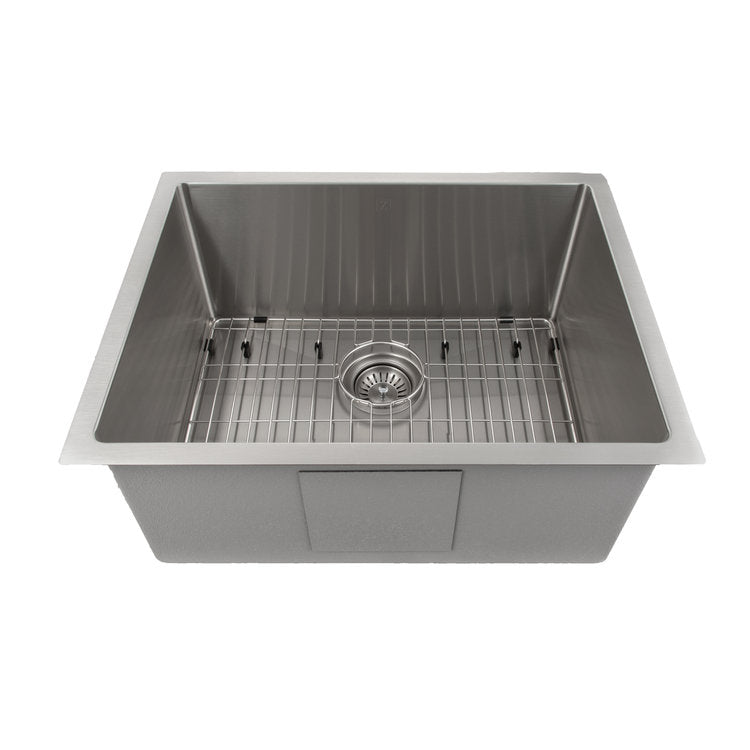 ZLINE Meribel 23 in. Undermount Single Bowl Stainless Steel Kitchen Sink with Bottom Grid (SRS-23) front.