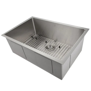 ZLINE 30 in. Meribel Undermount Single Bowl Stainless Steel Kitchen Sink with Bottom Grid (SRS-30) main image.