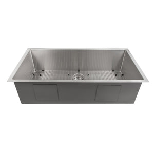 ZLINE Meribel 33 in. Undermount Single Bowl Stainless Steel Kitchen Sink with Bottom Grid (SRS-33) front.