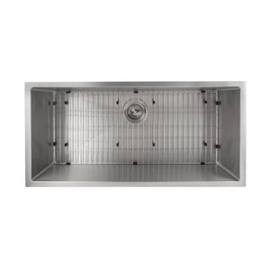 ZLINE Meribel 33 in. Undermount Single Bowl Stainless Steel Kitchen Sink with Bottom Grid (SRS-33) overhead.