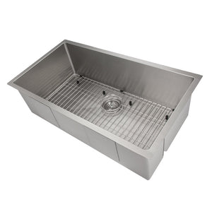 ZLINE Meribel 36 in. Undermount Single Bowl Stainless Steel Kitchen Sink with Bottom Grid (SRS-36)