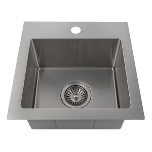 ZLINE Donner 15 in. Topmount Single Bowl Stainless Steel Bar Kitchen Sink (STS-15) front.