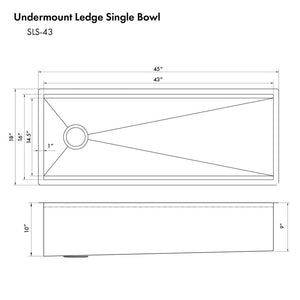 ZLINE 43 in. Garmisch Undermount Single Bowl Kitchen Sink with Bottom Grid and Accessories (SLS-43) ZLINE Kitchen and Bath
