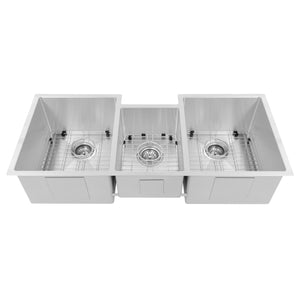 ZLINE Breckenridge 45 in. Undermount Triple Bowl Scratch Resistant Stainless Steel Kitchen Sink with Bottom Grid and Accessories (SLT-45S)