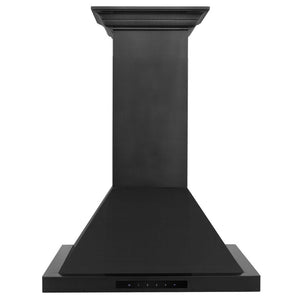 ZLINE Convertible Vent Wall Mount Range Hood in Black Stainless Steel with Crown Molding (BSKBNCRN) front