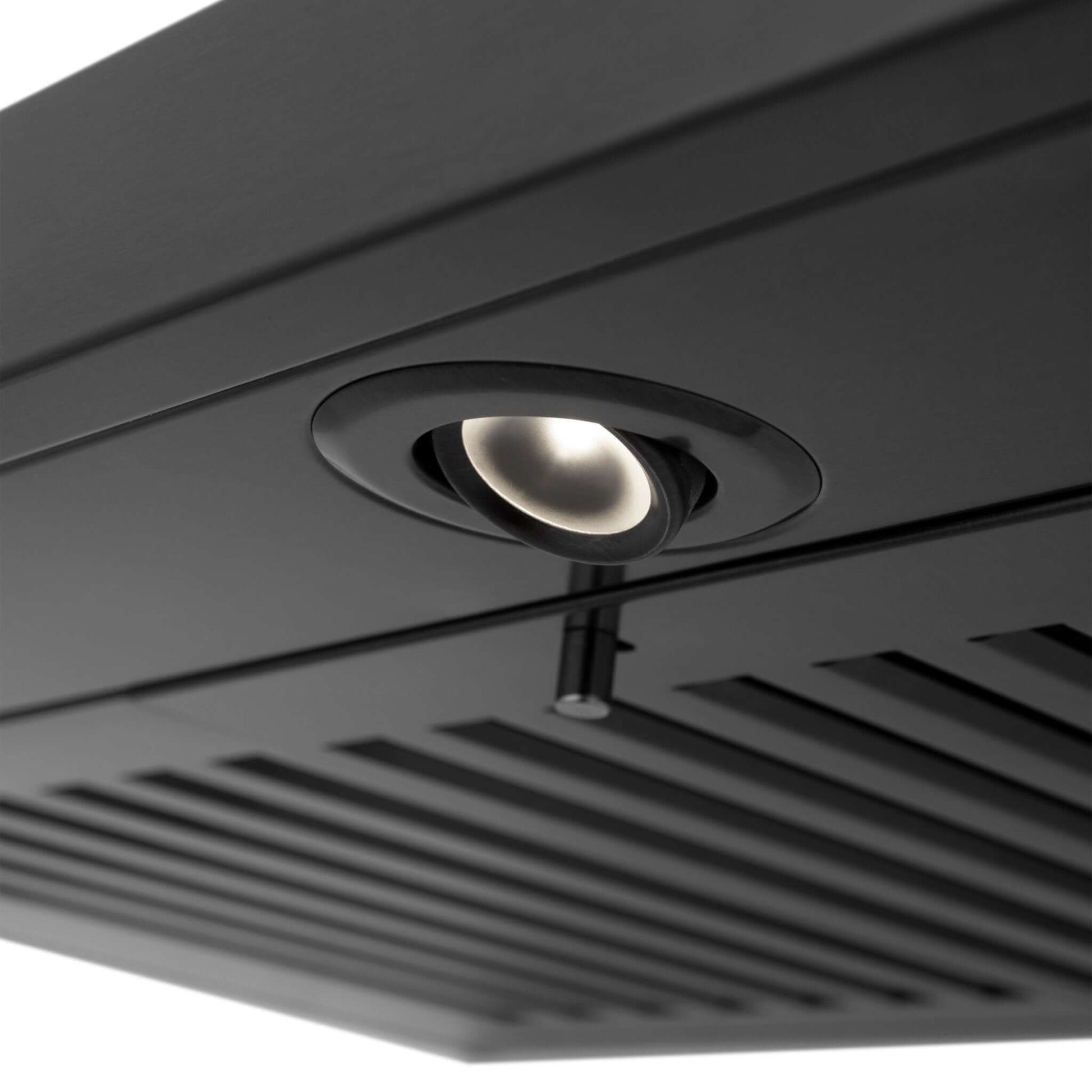 ZLINE Convertible Vent Wall Mount Range Hood in Black Stainless Steel with Crown Molding (BSKBNCRN) LED lighting