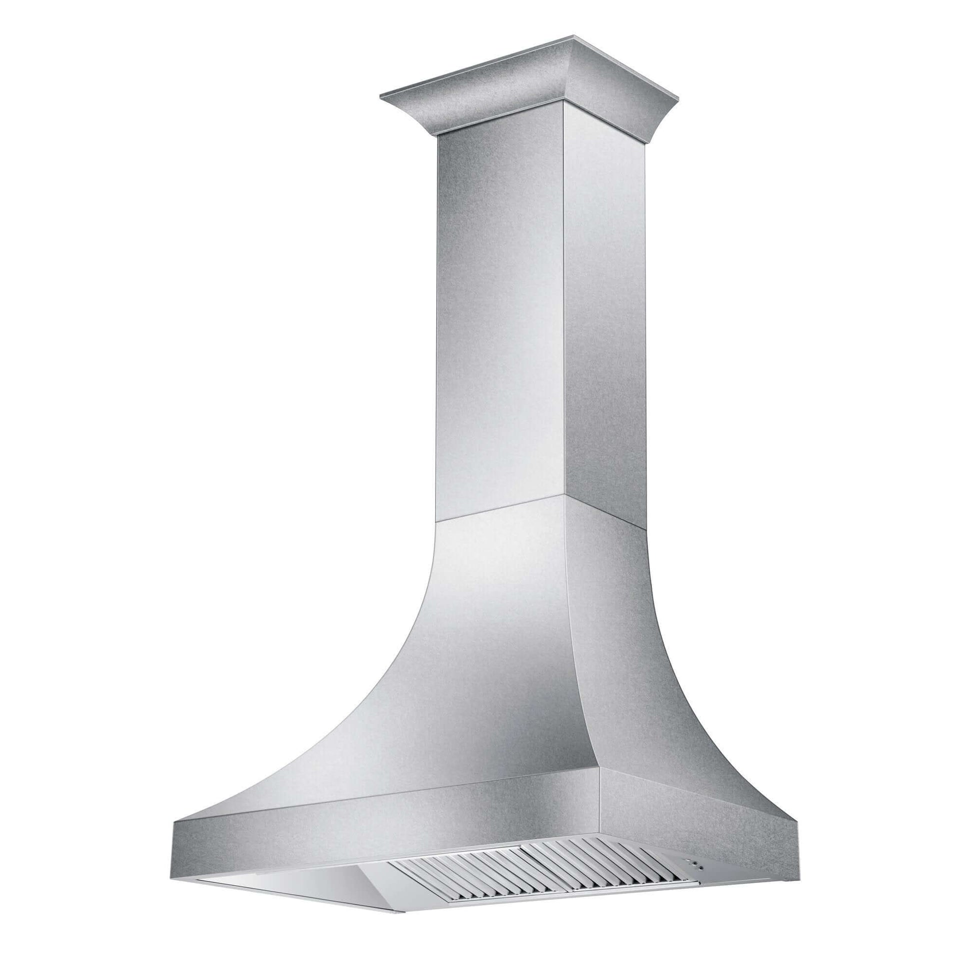 ZLINE Designer Series DuraSnow® Stainless Steel Wall Range Hood (8632S) side under.