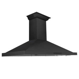 ZLINE Ducted Vent Wall Mount Range Hood in Black Stainless Steel with Built-in ZLINE CrownSound Bluetooth Speakers (BSKBNCRN-BT) side.