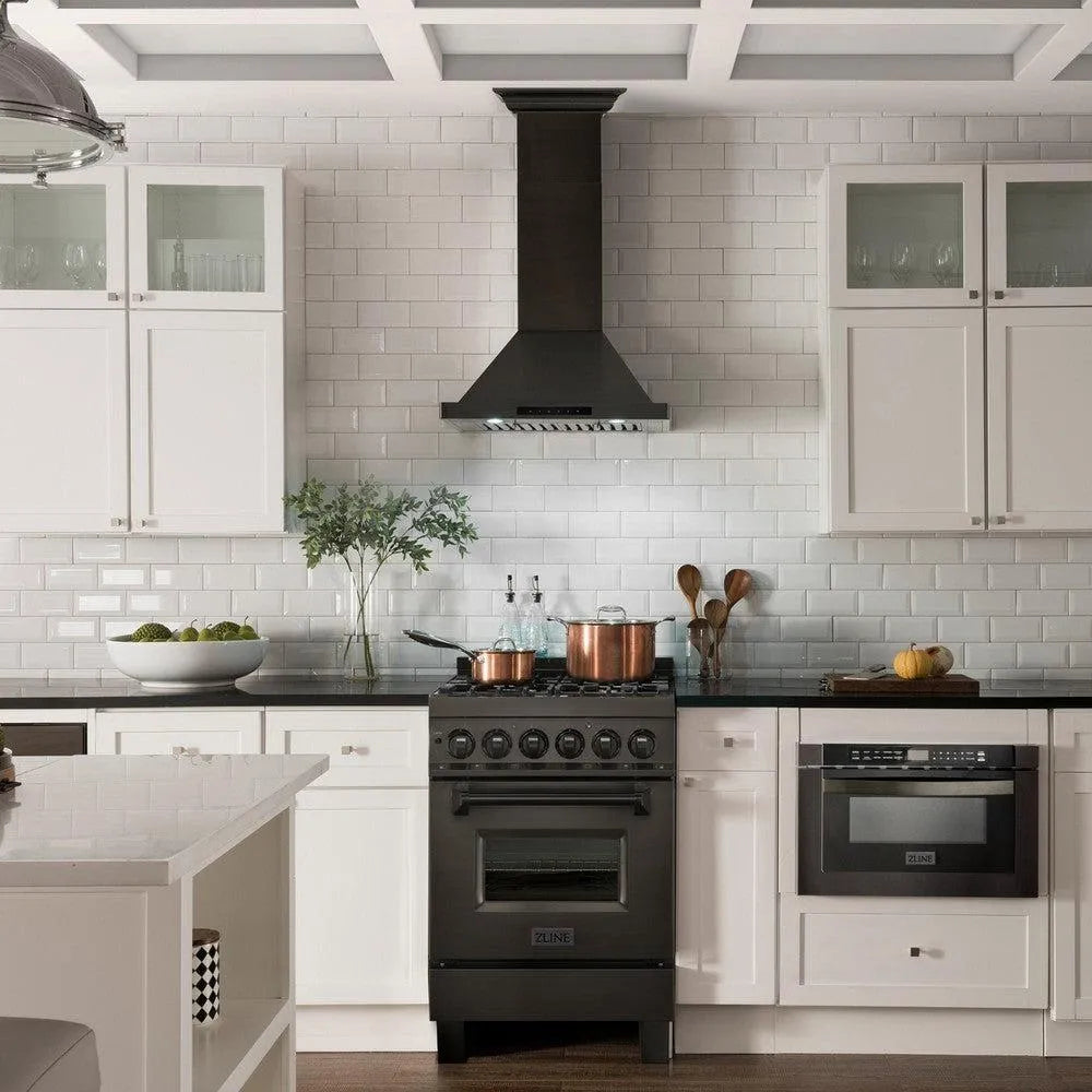 ZLINE 30 in. CrownSound™ Ducted Vent Wall Mount Range Hood in Black Stainless Steel with Built-in Bluetooth Speakers (BSKBNCRN-BT-30)