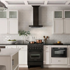 ZLINE 30 in. CrownSound™ Ducted Vent Wall Mount Range Hood in Black Stainless Steel with Built-in Bluetooth Speakers (BSKENCRN-BT-30)