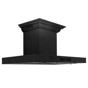 ZLINE Wall Mount Range Hood in Black Stainless Steel with Built-in ZLINE CrownSound Bluetooth Speakers (BSKENCRN-BT) side.