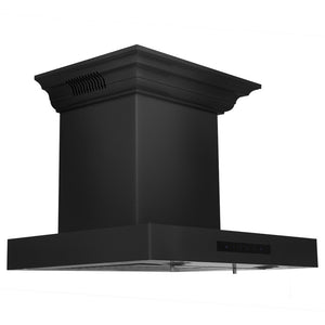 ZLINE 30 in. CrownSound™ Ducted Vent Wall Mount Range Hood in Black Stainless Steel with Built-in Bluetooth Speakers (BSKENCRN-BT-30)