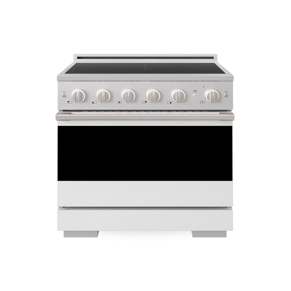 ZLINE 36 in. 5.2 cu. ft. Marino Induction Range with 5 Element Cooktop and Electric Convection Oven in Stainless Steel with White Matte Door (MINR-WM-36)