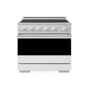 ZLINE 36 in. 5.2 cu. ft. Marino Induction Range with 5 Element Cooktop and Electric Convection Oven in Stainless Steel with White Matte Door (MINR-WM-36)
