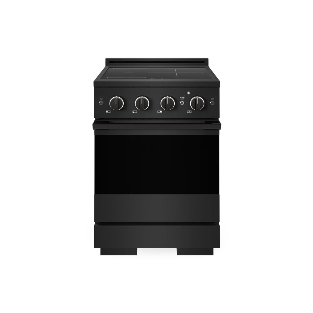 ZLINE 24 in. 3.2 cu. ft. Marino Induction Range with 3 Element Cooktop and Electric Convection Oven in Black Stainless Steel (MINRB-24)