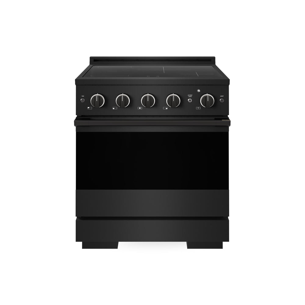 ZLINE 30 in. 4.2 cu. ft. Marino Induction Range with 4 Element Cooktop and Electric Convection Oven in Black Stainless Steel (MINRB-30)
