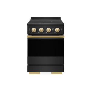 ZLINE Autograph Edition 24 in. 3.2 cu. ft. Marino Induction Range with 3 Element Cooktop and Electric Convection Oven in Black Stainless Steel with Polished Gold Accents (MINRBZ-24-G)