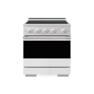 ZLINE 30 in. 4.2 cu. ft. Marino Induction Range with 4 Element Cooktop and Electric Convection Oven in Satin Stainless Steel with White Matte Door (MINRS-WM-30)