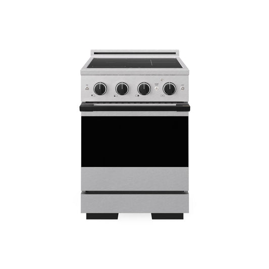 ZLINE Autograph Edition 24 in. 3.2 cu. ft. Marino Induction Range with 3 Element Cooktop and Electric Convection Oven in Satin Stainless Steel with Matte Black Accents (MINRSZ-24-MB) main image.