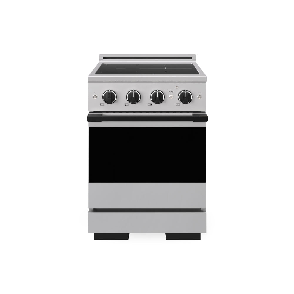 ZLINE Autograph Edition 24 in. 3.2 cu. ft. Marino Induction Range with 3 Element Cooktop and Electric Convection Oven in Stainless Steel with Matte Black Accents (MINRZ-24-MB)