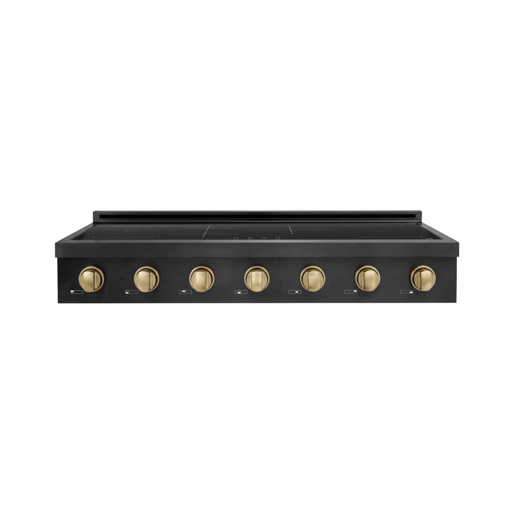 ZLINE Autograph Edition 48 in. Paramount Induction Rangetop with 7 Element Cooktop in Black Stainless Steel and Champagne Bronze Accents (SINRTBZ-48-CB) main image.
