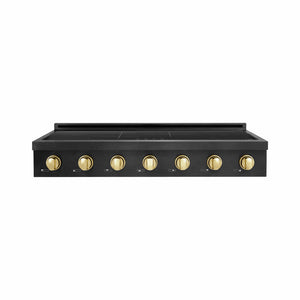 ZLINE Autograph Edition 48 in. Paramount Induction Rangetop with 7 Element Cooktop in Black Stainless Steel and Polished Gold Accents (SINRTBZ-48-G) main image.