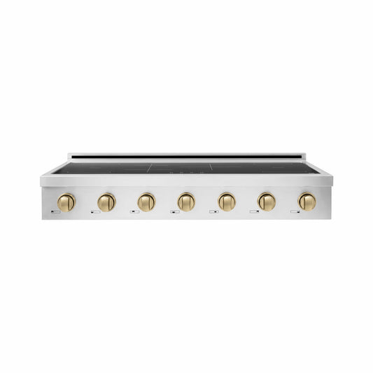 ZLINE Autograph Edition 48 in. Paramount Induction Rangetop with 7 Element Cooktop in Stainless Steel and Champagne Bronze Accents (SINRTZ-48-CB) main image.