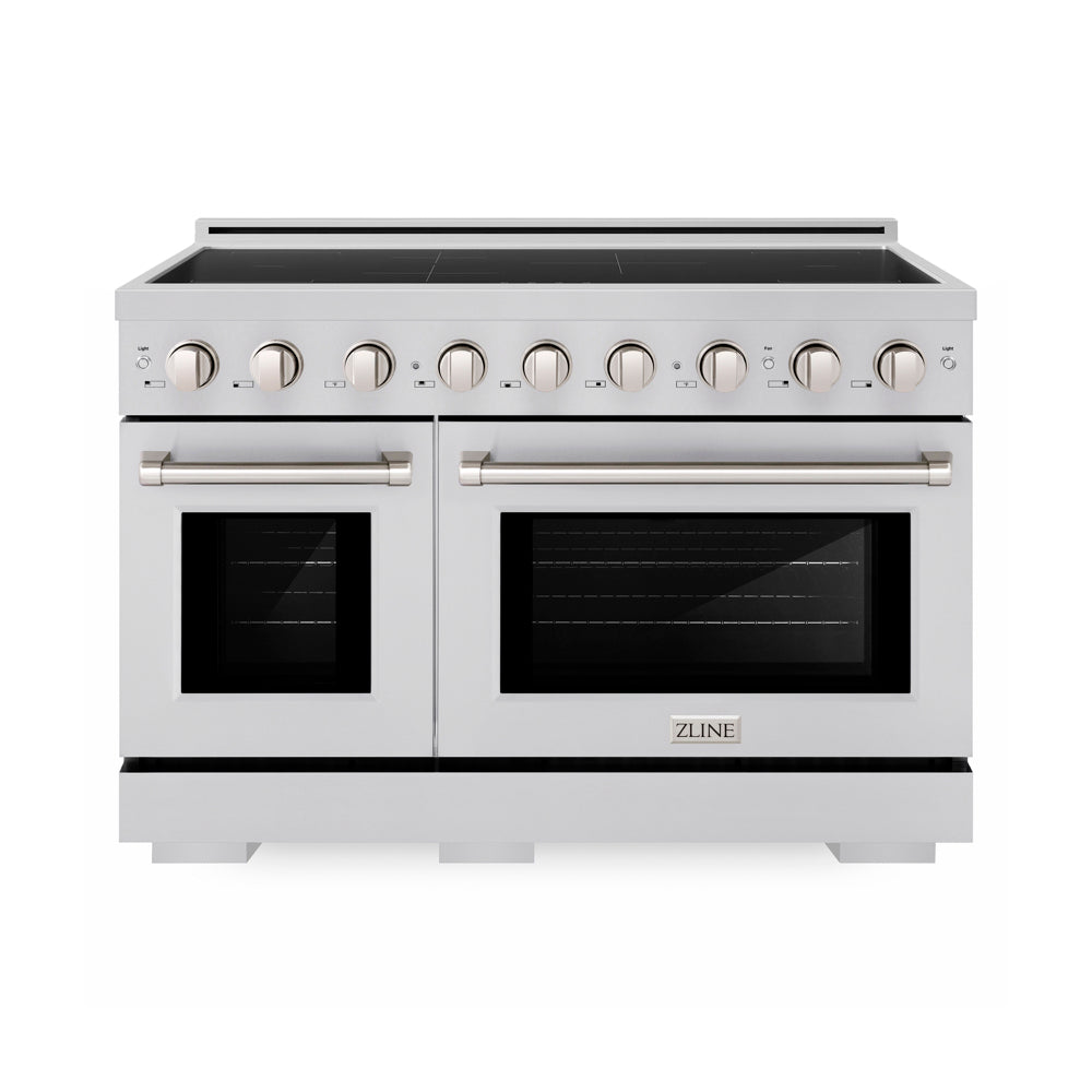 ZLINE 48 in. 6.7 cu. ft. Paramount Induction Range with 7 Element Cooktop and Dual Ovens in Stainless Steel (SINR48) main image.