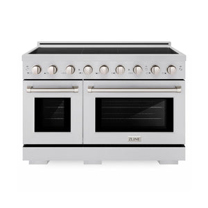ZLINE 48 in. 6.7 cu. ft. Paramount Induction Range with 7 Element Cooktop and Dual Ovens in Stainless Steel (SINR48) main image.