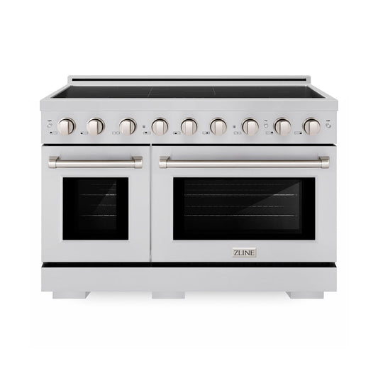 ZLINE 48 in. 6.7 cu. ft. Paramount Induction Range with 7 Element Cooktop and Dual Ovens in Stainless Steel (SINR48) main image.