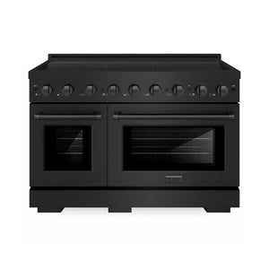 ZLINE 48 in. 6.7 cu. ft. Paramount Induction Range with 7 Element Cooktop and Dual Ovens in Black Stainless Steel (SINRB-48) main image.